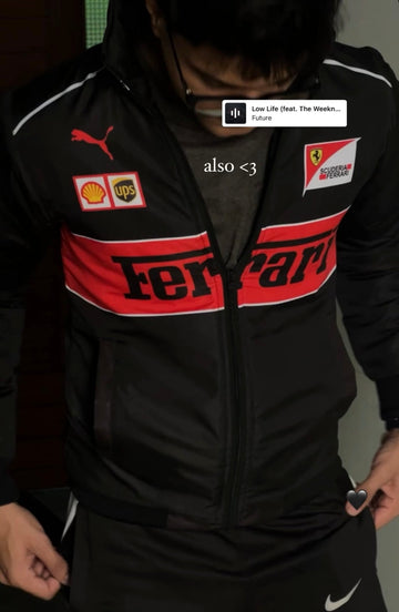 Black ferrari Parachute Jacket printed